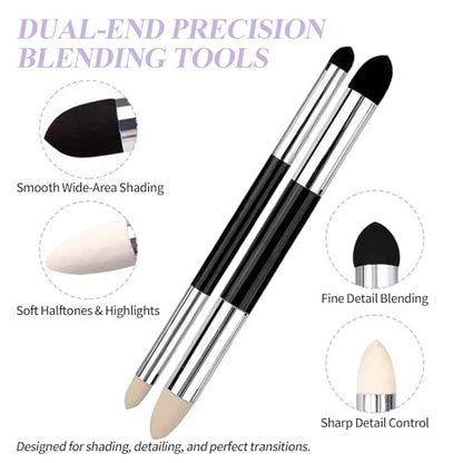 15 PCS Blending Stumps and Blending Sponge Pens with Sandpaper Pencil Sharpener, Tortillions Blending Sticks for Shading Complete, Blending Pencils for Student Artist Charcoal Sketch Drawing Tools - size: 15pcs