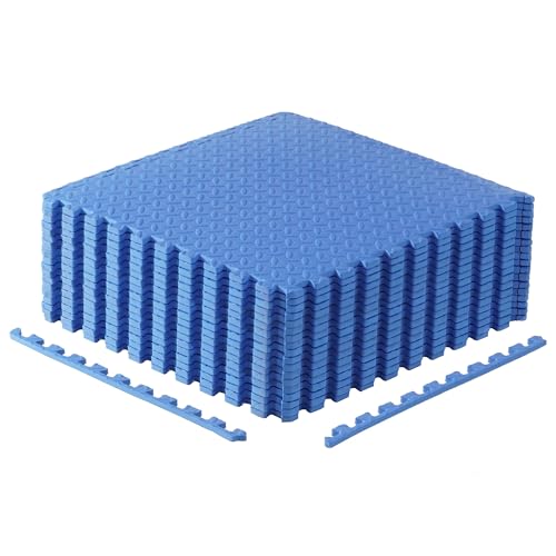 CAP Puzzle Exercise Mats | 1/2” Thick EVA Interlocking Foam Tiles for Home Gym Flooring | Multiple Options - color: Diamond - Blue, style: 18 Tiles (72 SQ FT)