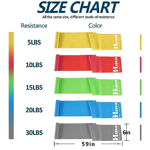 Resistance Bands Set for Physical Therapy, Rehab, Yoga and Pilates - color: Five Colors 5-80lbs