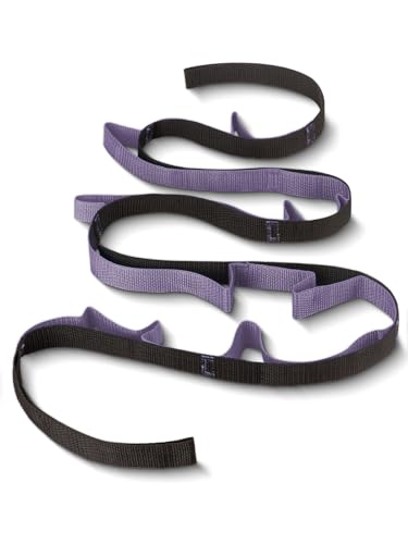 10 Loops Stretching Strap Yoga Strap for Home Workout, Exercise, Pilates and Gymnastics, Non-Elastic Stretch Bands for Women & Men - color: Black+Purple