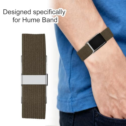 Replacement Nylon Loop for Hume Band, Soft Breathable Woven Wristband with Adjustable Metal Buckle for Hume Health Band Fitness Tracker All-Day Comfort Wear - color: green