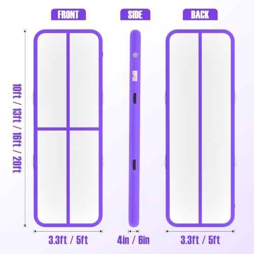 Inflatable Gymnastics Mat Air Tumble Track Tumbling Mats with Pump - color: Purple, size: 13ft*3.3ft*4inch(4m*1m*10cm)