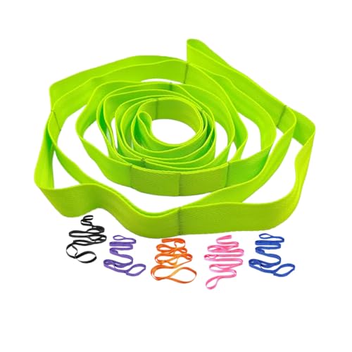 Yoga Strap Stretching Strap 10 Loops Non-Elastic Exercise Strap for Pilates, Dance Exercise Training Multi-Loop Stretching Band - color: Green