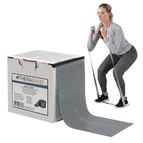 THERABAND Resistance Band, Gold, Max, 25-Yard Roll, Latex-Free, Elastic Band for Exercise, Physical Therapy, Yoga, Pilates, Stretching, Home Workouts, Color-Coded for Easy Resistance Levels - color: Silver | Super Heavy