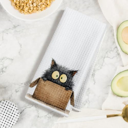 4 Pcs Funny Cat Kitchen Towels, Cute Cats Gifts Reusable Hand Towels-09 - color: Multi 1626