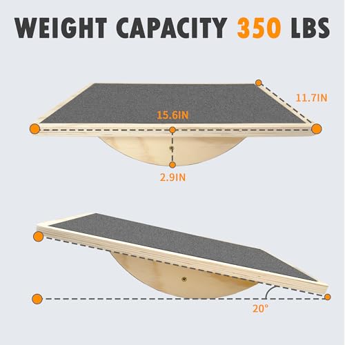 Balance Board Professional Wobble Board for Adults Anti-Slip for Physical Therapy Standing Desk Core Strength Wooden Rocker Board(350LBS) - size: Balance Board (Grey)