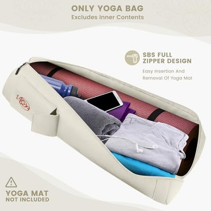 Gonex Yoga Mat Bag, Full-Zip Mat Carrier | 600D Oxford Fabric, Wet Pocket, Front Zip Pocket, Adjustable Strap, Fits Mats up to 26" - color: Beige