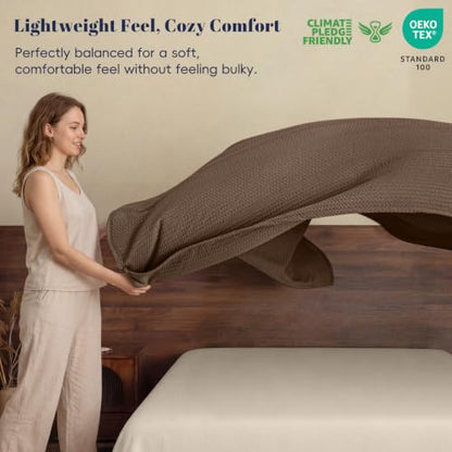 PHF Lightweight Waffle Weave Blanket Twin for Bed Chocolate 66"x90" - color: Chocolate, size: Twin(66"x90")