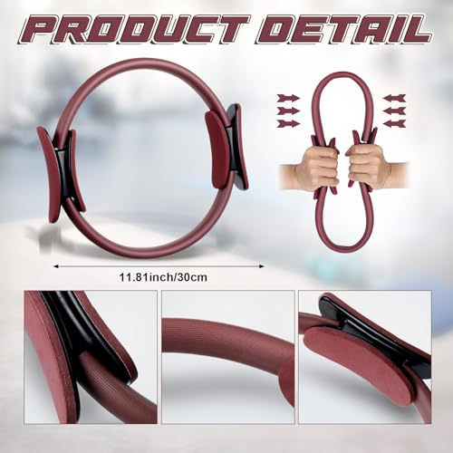 Syhood Pilates Ring 11. 81 Inch Pilates Circle Yoga Ring Magic Lightweight Flexible Workout Equipment for Fitness Physical Therapy Resistance Exercise Arms Legs - color: Light Brown