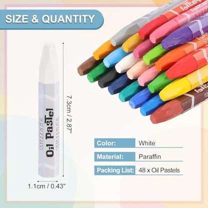 PATIKIL White Oil Pastels, 48Pcs Soft Oil Crayons Pastels Stick Vibrant and Creamy Art Supplies Bulk for Artists Beginners Art Painting Drawing Blending Graffiti Gallery - color: White