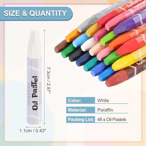 PATIKIL White Oil Pastels, 48Pcs Soft Oil Crayons Pastels Stick Vibrant and Creamy Art Supplies Bulk for Artists Beginners Art Painting Drawing Blending Graffiti Gallery - color: White