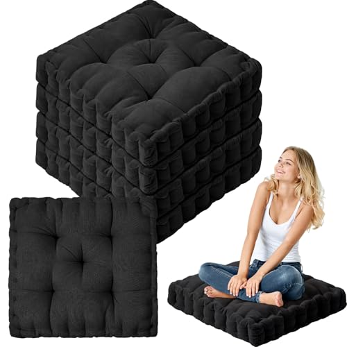 Jerify Black 4 Pcs Large Floor Pillow Cushion,Square 20 x 20 - color: Black, size: Square 20 x 20