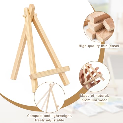 4 PCS Mini Wood Display Easels Wooden Small Tabletop Tripod Easels for Displaying Art Craft Canvas Paintings Easel Small Easel for Offices Photos Canvas Paintings Crafts