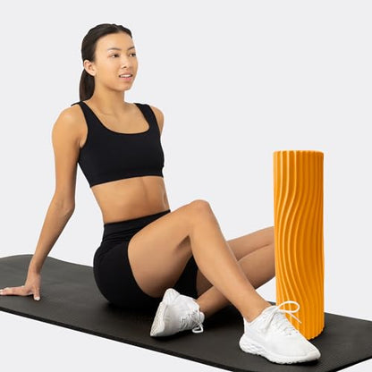 Oceanfoam Tidal Roller - Gold - Muscle Massage Foam Roller for Back Pain & Stretching - Firm and Ergonomic Wide Wave Textured - Yoga, Athletics, & Wellness - Full Size, 20" x 5" - color: Gold