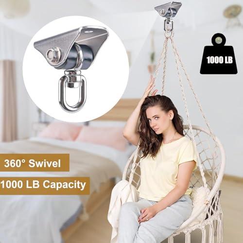 360° Swivel Silent Swing Hanger 1000 LB Capacity Hammock Chair Mount Stainless Steel Swing Hardware Ceiling Mount for Hanging Chair, Porch Swing, Yoga Swing, Heavy Bag - color: 1pcs 360° Silent Swing Hanger