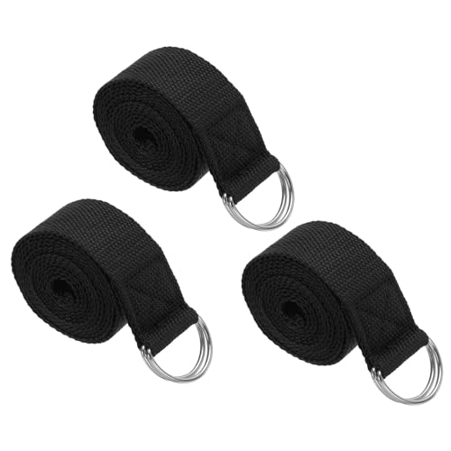 PATIKIL Yoga Strap for Stretching Cotton Yoga Belt with Adjustable Metal D-Ring Buckle Stretch Band for Fitness Pilates - color: Black