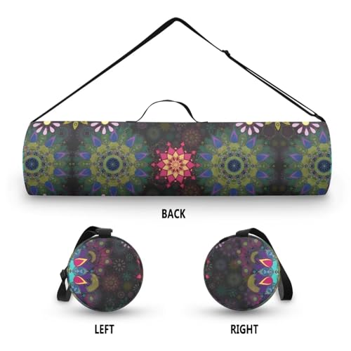 Yoga Mat Bag Portable Yoga Mat Holder with Adjustable Strap Lighweight Gym Tote Bag with Handle - color: Boho Mandala Black