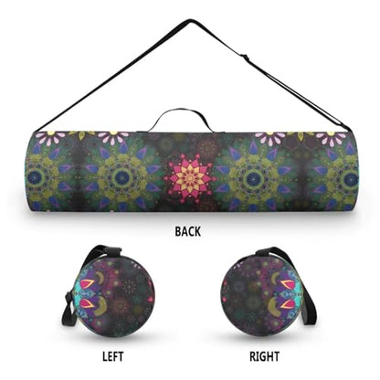 Yoga Mat Bag Portable Yoga Mat Holder with Adjustable Strap Lighweight Gym Tote Bag with Handle - color: Boho Mandala Black