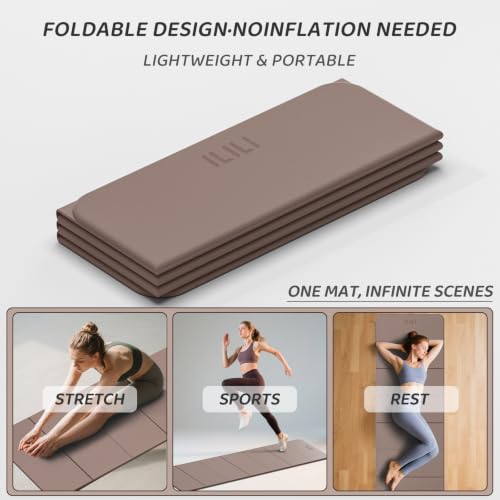 ILILI Foldable Yoga Mat 71 * 24 * 0.3 Inch - color: Brown