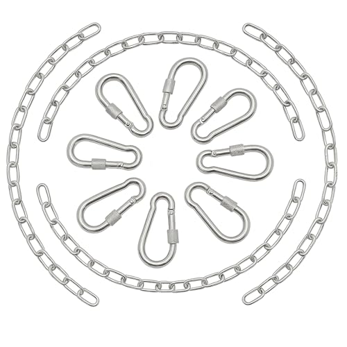 4 Pack 25in Hanging Swing Chain with 4 Carabiners, 440LB Capacity Hanging Kits Heavy Duty Hanging Chair Hardware for Hammock Swing Hanging Chair Punching Bags Sandbag Indoor Outdoor Yoga Gym (Silver) - color: Silver, size: 4 Pack 25 inch
