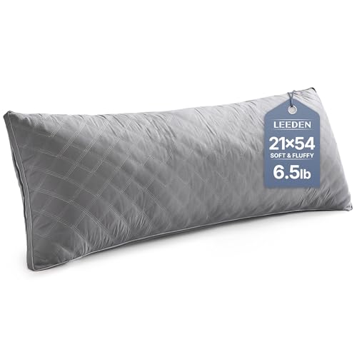 Leeden Body Pillow Insert 20 x 54 for Side Sleepers Grey Support | Soft polyester padding delivers full-body support for side sleepers, maternity rest, reading and daily relaxation. - color: Grey