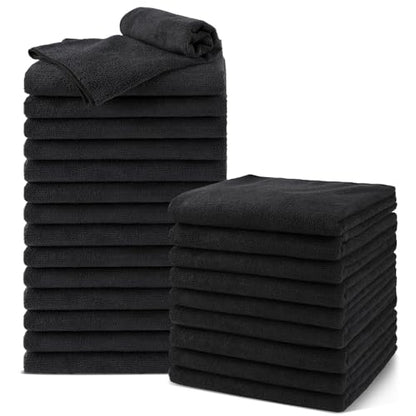 UNIMADE Salon Towels 24 Pack, Microfiber Barber Towels Bulk, (16x29 inches) Hair-Drying Cloth Super Soft Black Hand Cloth for Gym, Bath, Spa Use and Home Beauty Care(Not Bleach Proof) | (16x29 inches) Hair-Drying Cloth Super Soft Black Hand Cloth for Gym,