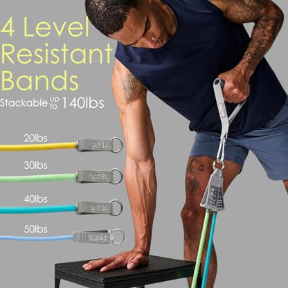 EQYP Power Tube Resistance Bands with Handles – Multi-Pack Exercise Bands for Home Workouts - size: 20lbs-50lbs