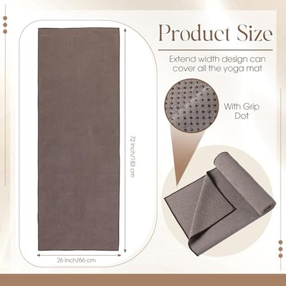 Hahafelt 3 Pack Hot Yoga Towel Non Slip 72" x 26" Extra Large Microfiber Yoga Mat Towel with Grip Dot Absorbent Sweat Anti-Slip Mat Cover for Pilates Fitness(Beige Dark Gray Coffee) - color: Beige Dark Gray Coffee