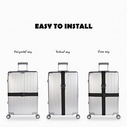 4pcs 74″×2″Luggage Straps for Suitcases,Adjustable Suitcase Straps and Heavy Duty Strap Buckle Packing Straps Travel Accessories,Black - color: Black 4PCS