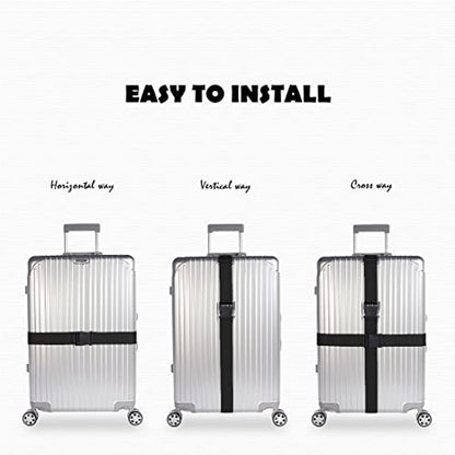 4pcs 74″×2″Luggage Straps for Suitcases,Adjustable Suitcase Straps and Heavy Duty Strap Buckle Packing Straps Travel Accessories,Black - color: Black 4PCS