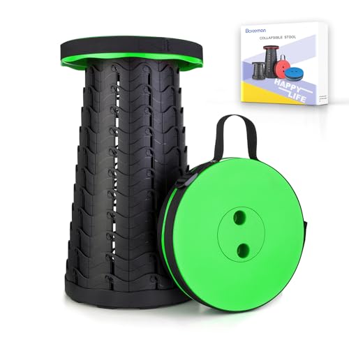 Boreeman Upgraded Folding Stool Lightweight Yet More Sturdy with Load Capacity 400lbs Portable Collapsible Stool for Camping Fishing Hiking BBQ (Green) - color: Green