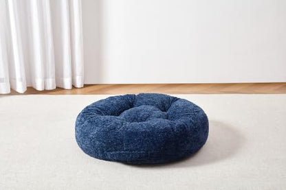 Floor Cushion Pillow, Portable Large - color: Round, Dark Blue