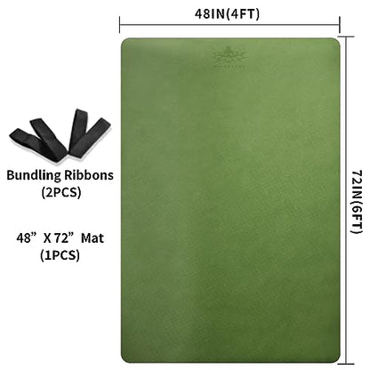 Hatha Yoga Large TPE Yoga Mat 6'x4'x1/2" Extra Thick Non-Slip Exercise Mat - for Yoga Pilates & Home Gym Workouts - color: Green