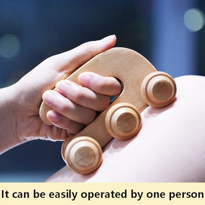 EULOGIST 4Pcs Wood Therapy Massage Tools Lymphatic Drainage Massager Wooden Massager Body Sculpting Tools for Body gua sha,Anti-Cellulite,Pain Relief