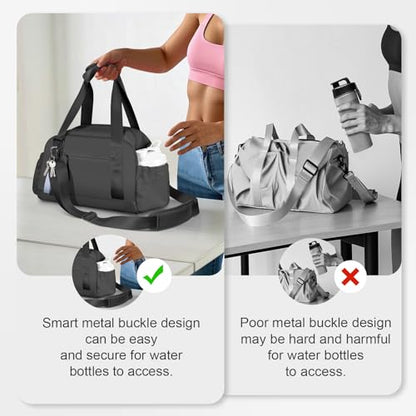Mini Gym Bag for Women Girls Small Gym Tote Bag with Wet Compartment Waterproof Travel Duffle Bag Cute Workout Sport Bag - color: Black-14in