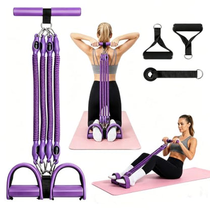 Resistance Band with Handle 100LBS Pedal Resistance Bands for Pilates Yoga Physical Therapy Leg,Abdomen,Waist,Arm,Workout Bands Exercise Resistance Bands Set for Women - color: Purple