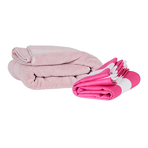 Dock & Bay Quick Dry Beach Towel - Cabana - Phi Phi Pink - Large | Sand-Resistant, Includes Travel Bag, Lightweight & Compact, 100% Recycled DryQ Fabric, Large (160x90cm, 63x35") - color: Cabana - Phi Phi Pink, size: Large (160x90cm, 63x35")