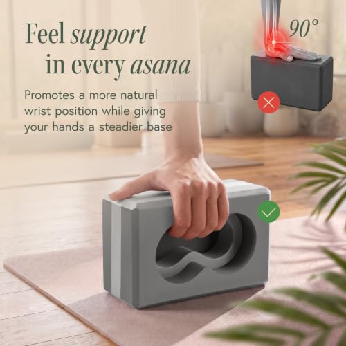 Yoga Blocks Wrist Support; Yoga Blocks 2 Pack with Knee Pads and Strap to Put Less Weight on Wrists; Durable, Versatile Yoga Brick Exercise Block Set, Blocks Yoga - color: Grey