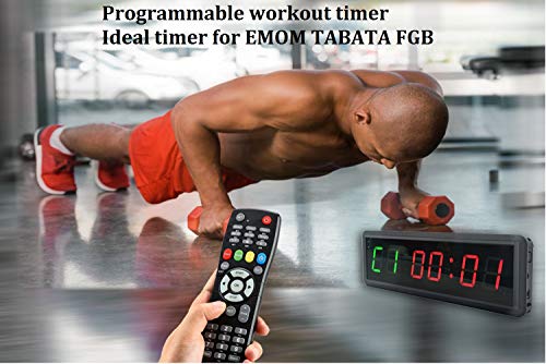 Gym Timer Clock Digital Interval Tabata Workouts Fitness Wall Small with Remote Home Garage Office Jujitsu School Referee Studio Church Service (Two Green+Four Red 1.5") - color: Two Green+four Red 1.5"