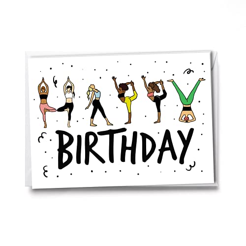 Yoga Birthday Card for Women | Funny Yoga Pose Card | Namaste and Celebrate with a Yogi Birthday Card - style: Yogi