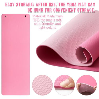 Briwooody Yoga Mat Wall Mount with Holes - color: Pink, size: 72"x24"x1/4''