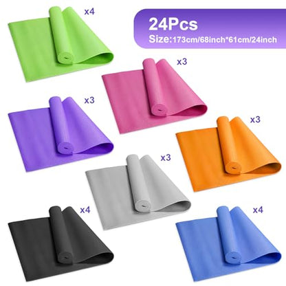 Funtery 3 mm Thin Yoga Mats Bulk, 68 x 24 in - color: Multiple Colors