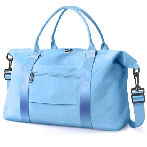 Travel Duffle, Waterproof Weekender Carry On Tote for Women, Travel Essentials Sport Gym for Men, Hospital Bag for Labor and Delivery, Overnight Luggage With Trolley Sleeve - color: 07 Royal Blue