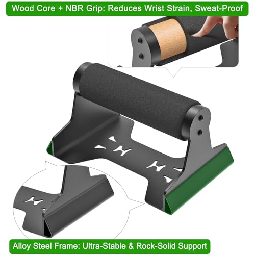 SELEWARE Wood Push Up Bars Steel Calisthenic Parallette Bars Handstand Bars | Anti-Slip Parallettes for Calisthenics, Fitness, Floor Workouts, Solid Wood Handle with Sturdy Metal Bracket Support 600 lbs - color: C: Foam Covered Grip (7.3"L x 4.1"H)