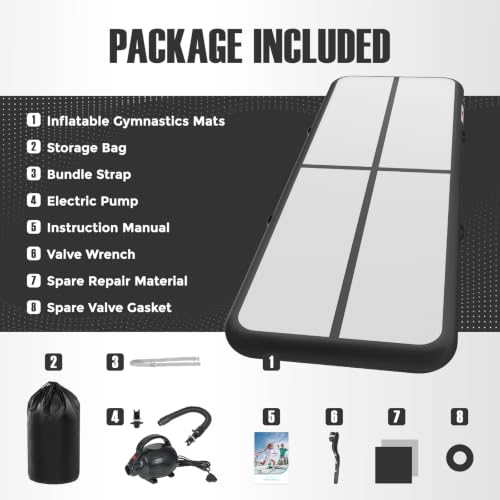Inflatable Gymnastics Mat Air Tumble Track Tumbling Mats with Pump - color: Black, size: 13ft*3.3ft*4inch(4m*1m*10cm)
