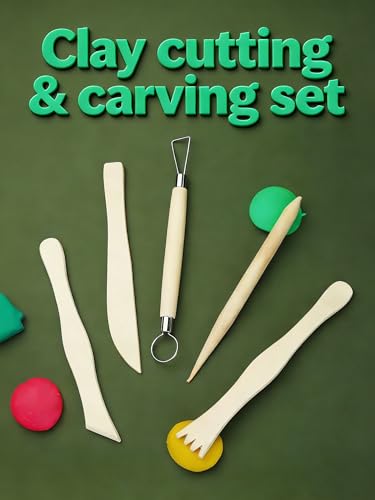 MAGIKON Clay Sculpture Tools Set, 5Pcs Wooden Handle Metal Tip | Wooden handles, metal tips, 5.9in length, for carving, cutting, smoothing, suitable for beginners and professionals