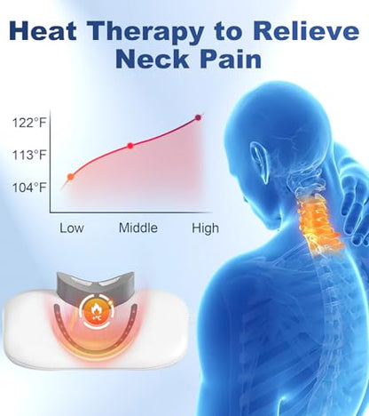 Neck Massage Pillow with Heat & Gentle Light, Contour Design for Relaxation | SOOTHING LIGHT & HEAT COMFORT,This Rupuqira heated neck massager for Neck,Shoulder and Jaw Relaxation, Home/Office Use, White