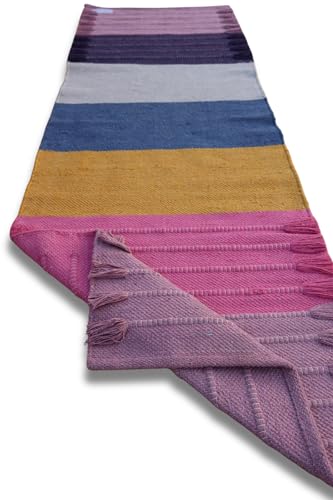 Jaipur Art & Rugs Cotton Yoga Rug - Eco-Friendly Hand-Woven Thick Mat (24”x72”x5mm) for Everyday Fitness at Home - Comfortable & Extra-Long - color: Multicolor 6