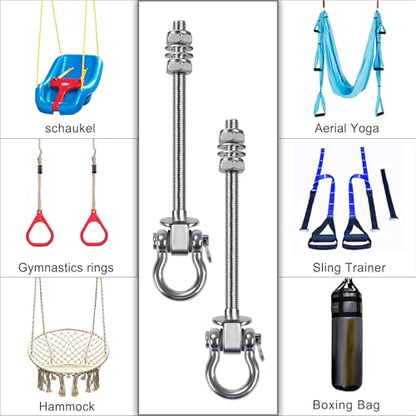 SELEWARE 2 Pcs Heavy Duty Bearing Swing Hangers Stainless Steel Swing Hooks - color: 2 Pack Bearing Hangers (7" X M2/5" Threaded Rod)