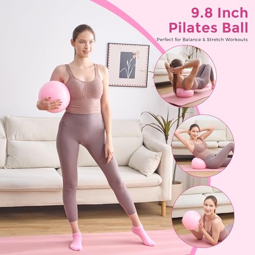 Home Pilates Kit Pilates Equipment Set for Women, Pilates Essentials Kit - color: Rose Pink - 11 Pieces Kit